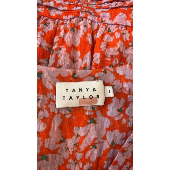 Tanya Taylor Red Printed Zora Dress Size 6 City Cocktail - Picture 4 of 10